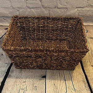 Set of 2 Square Brown Woven Basket